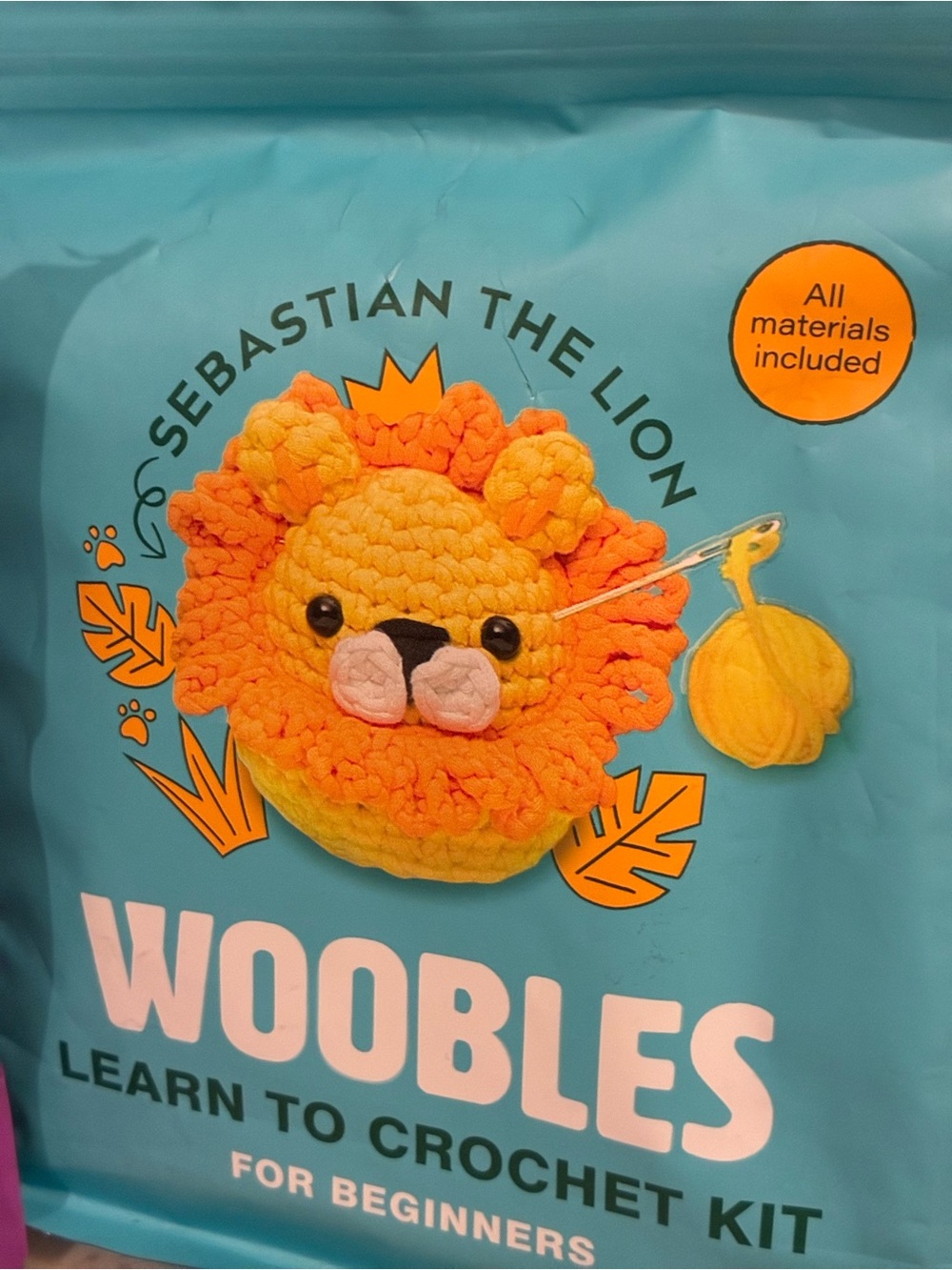Woobles Sebastian the Lion Crochet Kit - Orange & Yellow